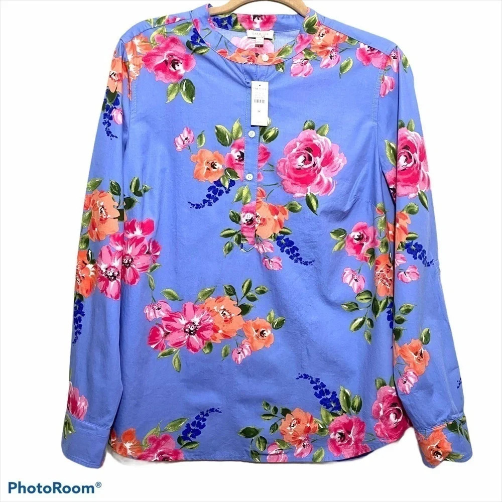 NWT TALBOTS Floral Blouse Shirt Top Boho Women’s M